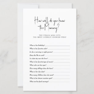 Papier Baby shower Game Comme tu connais bien maman