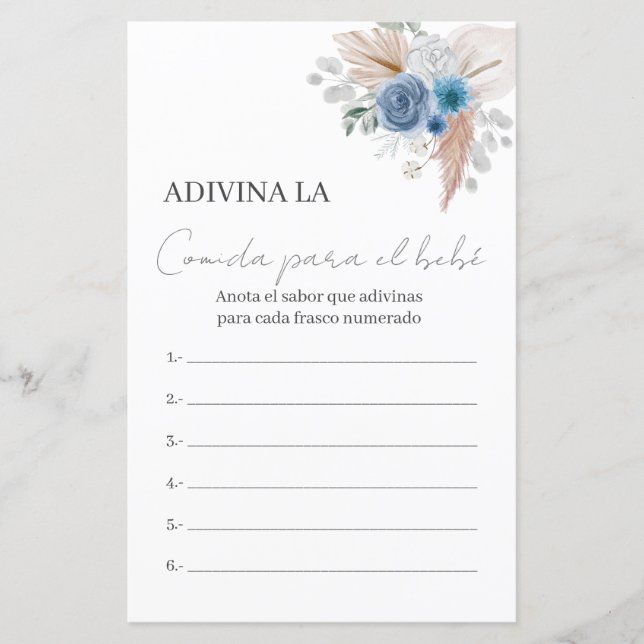 Papier Baby shower Game devine la nourriture (Devant)