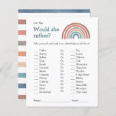 Papier Baby shower Game Voudrait-Elle Plutôt Boho Rainbow (Devant / Derrière)