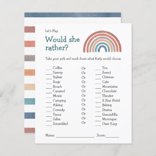 Papier Baby shower Game Voudrait-Elle Plutôt Boho Rainbow
