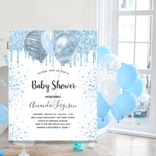 Papier Baby shower garçon bleu ballons budget invitation