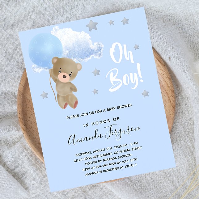 Papier Baby shower garçon en peluche invitation (Créateur téléchargé)