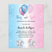 Papier Baby shower garçon fille éléphants invitation (Devant)