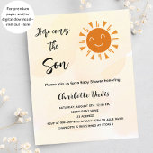 Papier Baby shower ici vient l'invitation budgétaire fils