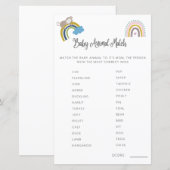 Papier Baby shower Jeu Bébé Animal Match Genre Neutre (Devant / Derrière)