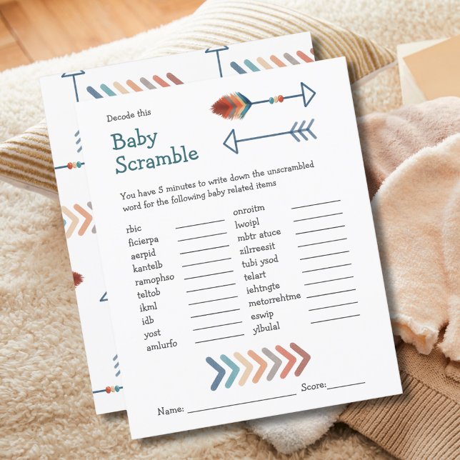 Papier Baby shower Jeu Bébé Bébé Flèches Boho Flèches (Créateur téléchargé)