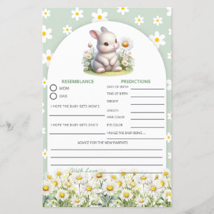 Papier Baby shower Jeu Bunny Genre Neutre Prédiction
