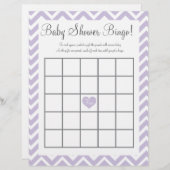 Papier Baby shower jeu de bingo en lavande (Devant / Derrière)