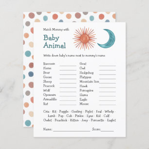 Papier Baby shower Jeu Match Maman & Baby Boho Sun Moon