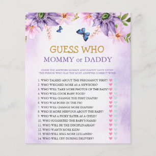 Papier Baby shower Jeu Purple Papillon