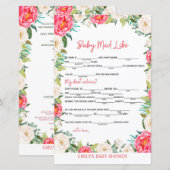 Papier Baby shower Jeu rose et ivoire florale (Devant / Derrière)