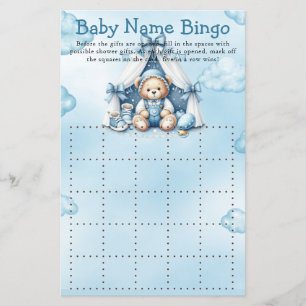 Papier Baby shower Jeu Teddy Bear Dans Tent Bingo