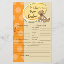 Baby shower Jeu Vintage Teddy Bear Prédictions