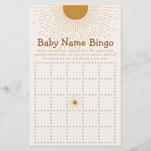 Papier Baby shower Jeu Voici Le Son Bingo (Devant)