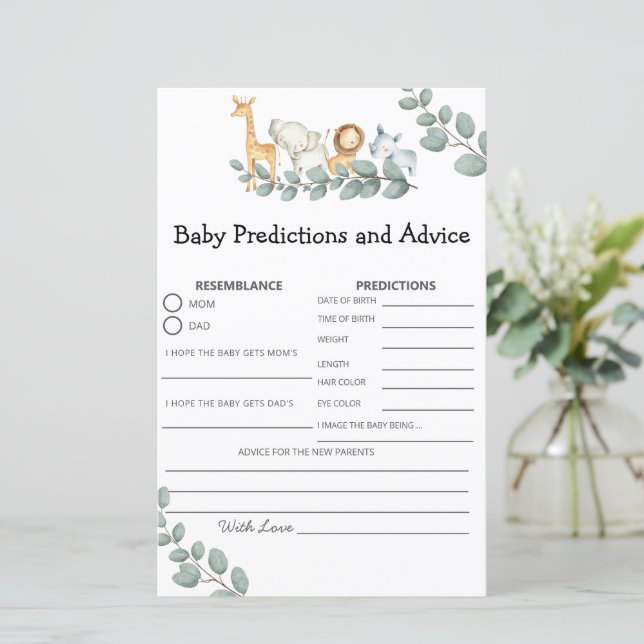 Papier Baby shower Jeu Wild One Baby Prédictions (Debout devant)