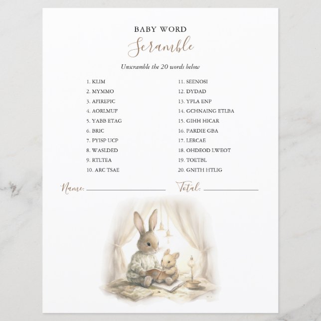 Papier Baby Shower lapin Genre Neutre (Devant)