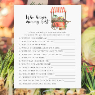 Papier Baby shower légumes - Qui connaît le mieux maman