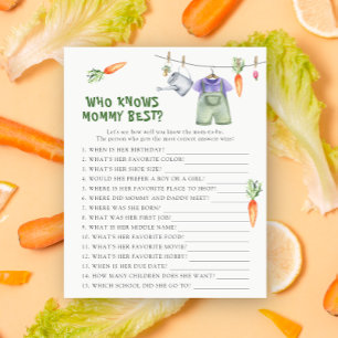 Papier Baby shower légumes - Qui connaît le mieux maman