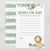Papier Baby shower Lion Verdure Floral Voeux pour bébé (Devant / Derrière)