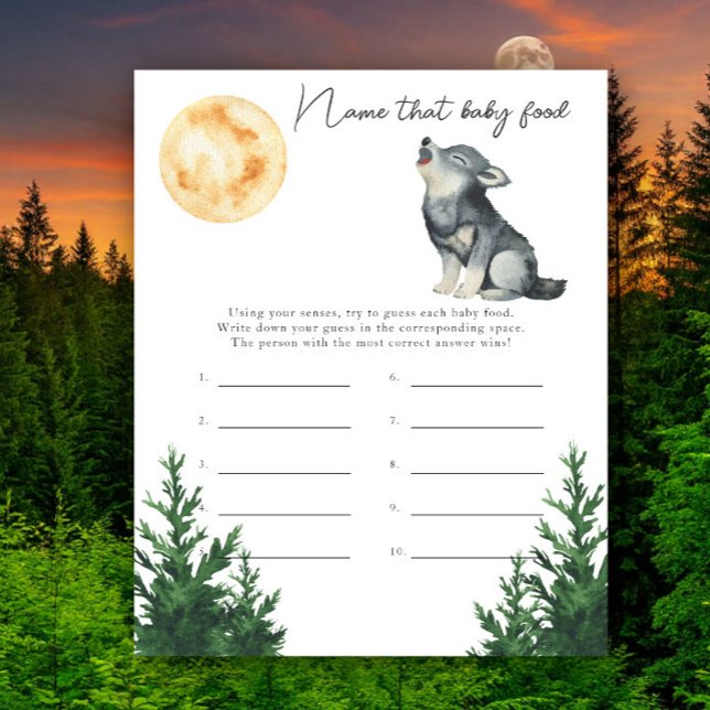 Papier Baby-shower Loup - Devinez la nourriture pour bébé (Créateur téléchargé)