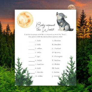 Papier Baby shower Loup - Jeu bébé autour du monde