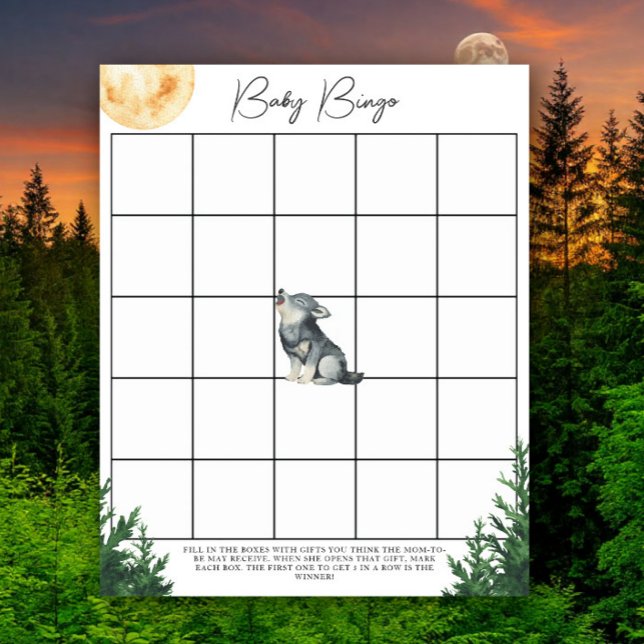 Papier Baby shower Loup - Jeu de Bingo (Créateur téléchargé)