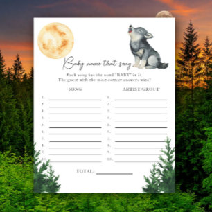 Papier Baby-shower Loup - Jeu de devinette de chanson