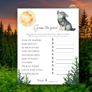 Papier Baby shower Loup - Jeu de devinette de prix
