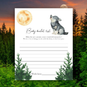 Papier Baby shower Loup - Liste de choses à faire bébé