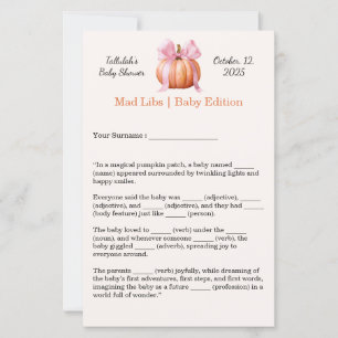 Papier Baby shower Mad Libs Activité de fête amusante