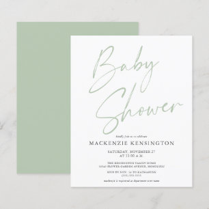 Papier Baby Shower manuscrit écriture manuscrite vert sau