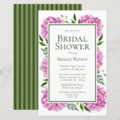 Papier Baby Shower Mariage Fleurs de Hortensia Rose Budge (Devant / Derrière)