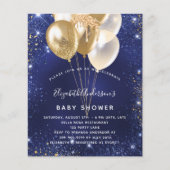 Papier Baby shower marine bleu or ballons invitation (Devant)