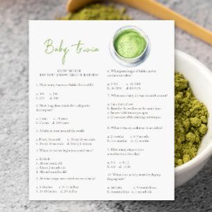 Papier Baby shower Matcha - Baby Trivia Jeu