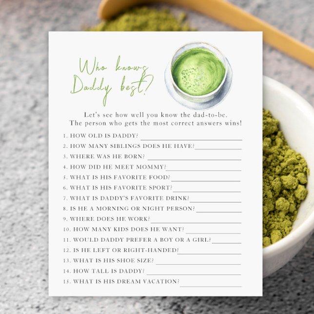 Papier Baby shower Matcha - Jeu Qui connaît le meilleur p (Créateur téléchargé)
