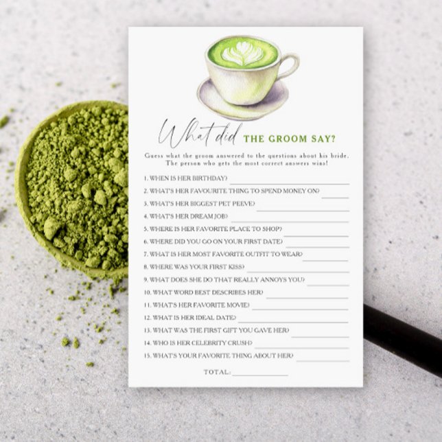 Papier Baby shower Matcha Que a dit le marié  (Créateur téléchargé)