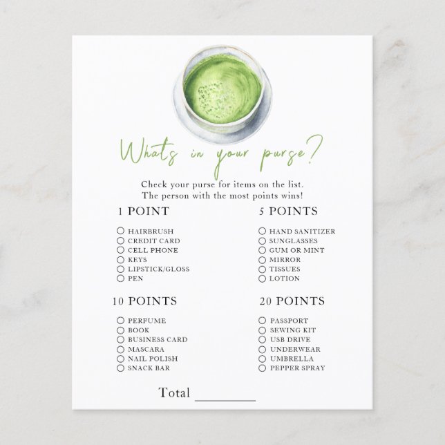 Papier Baby shower Matcha - Qu'est-ce que vous avez dans  (Devant)