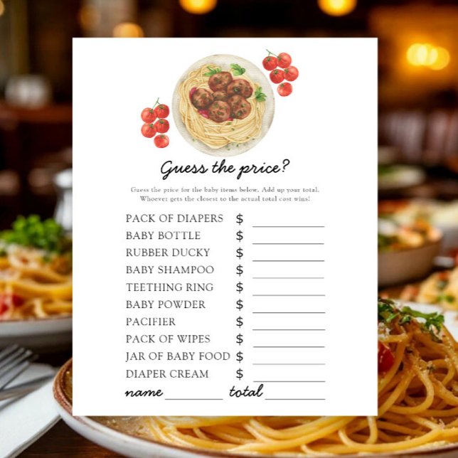 Papier Baby-shower meatball - Devinez le prix ! Jeu (Créateur téléchargé)