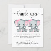 Papier Baby shower Merci Elephant Twin Girls (Devant)