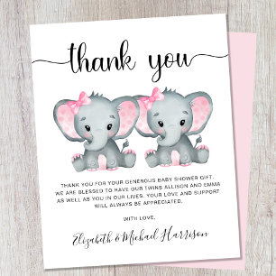 Papier Baby shower Merci Elephant Twin Girls