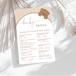 Papier Baby shower minimaliste d'ours mou Trivia Jeu