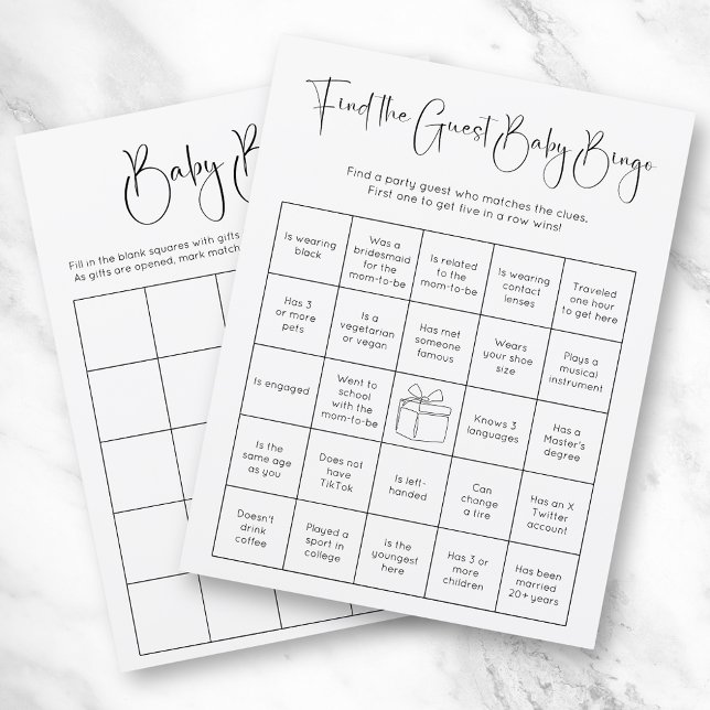 Papier Baby shower moderne double face Jeu de Bingo (Créateur téléchargé)