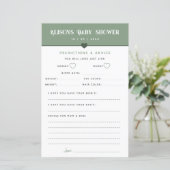 Papier Baby shower moderne Sage Conseils et prédictions (Debout devant)