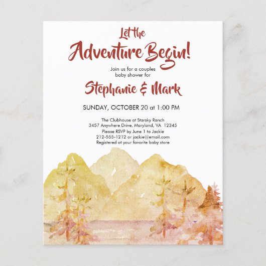 Papier Baby Shower Montagne Rustique Automne à Petit Budg (Devant)