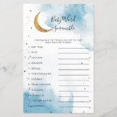 Papier Baby shower Moon Bleu Moon Mot Début Jeu (Devant)