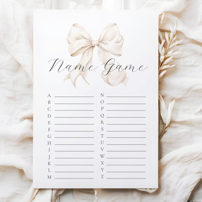 Papier Baby shower Neutral Bow Nom Jeu (Créateur téléchargé)