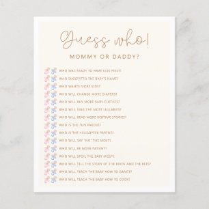Papier Baby shower Neutre Doux Devinez Qui Joue