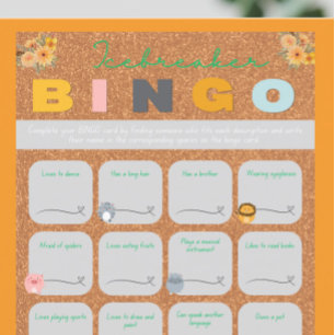 Papier Baby shower orange brise-glace jeux de bingo