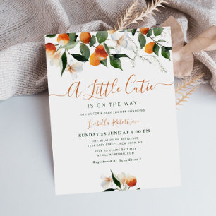 Papier baby shower orange citrus little cutie élégant