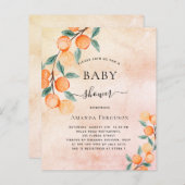 Papier Baby shower oranges rose or invitation (Devant / Derrière)